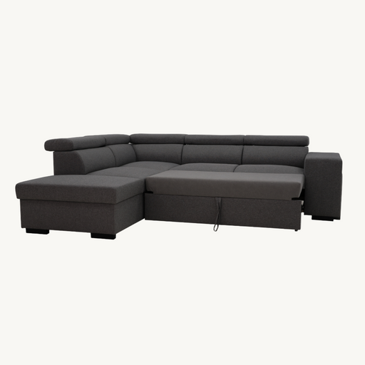 Canapé D'angle HOLMES Réversible + 2 Poufs