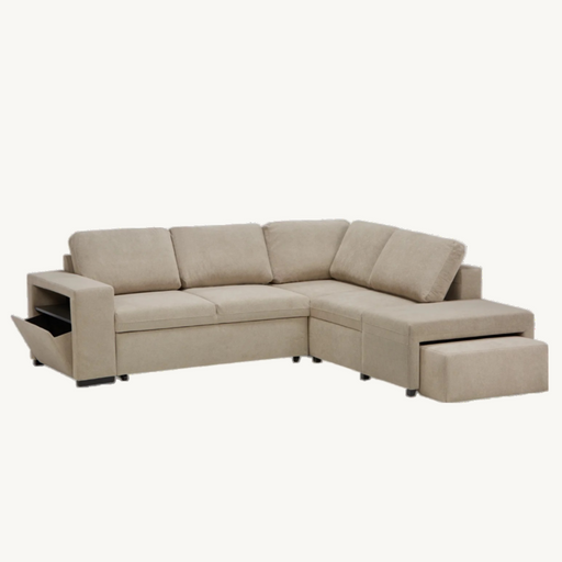 Canapé D'angle NEW NALIA Avec Fontion Lit + Coffre + Pouf