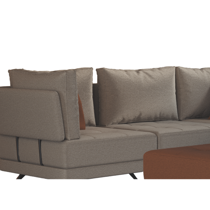 Canapé d'angle FOSTER + Fauteuil de Coin - Beige / Orange