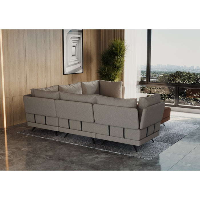 Canapé d'angle FOSTER + Fauteuil de Coin - Beige / Orange