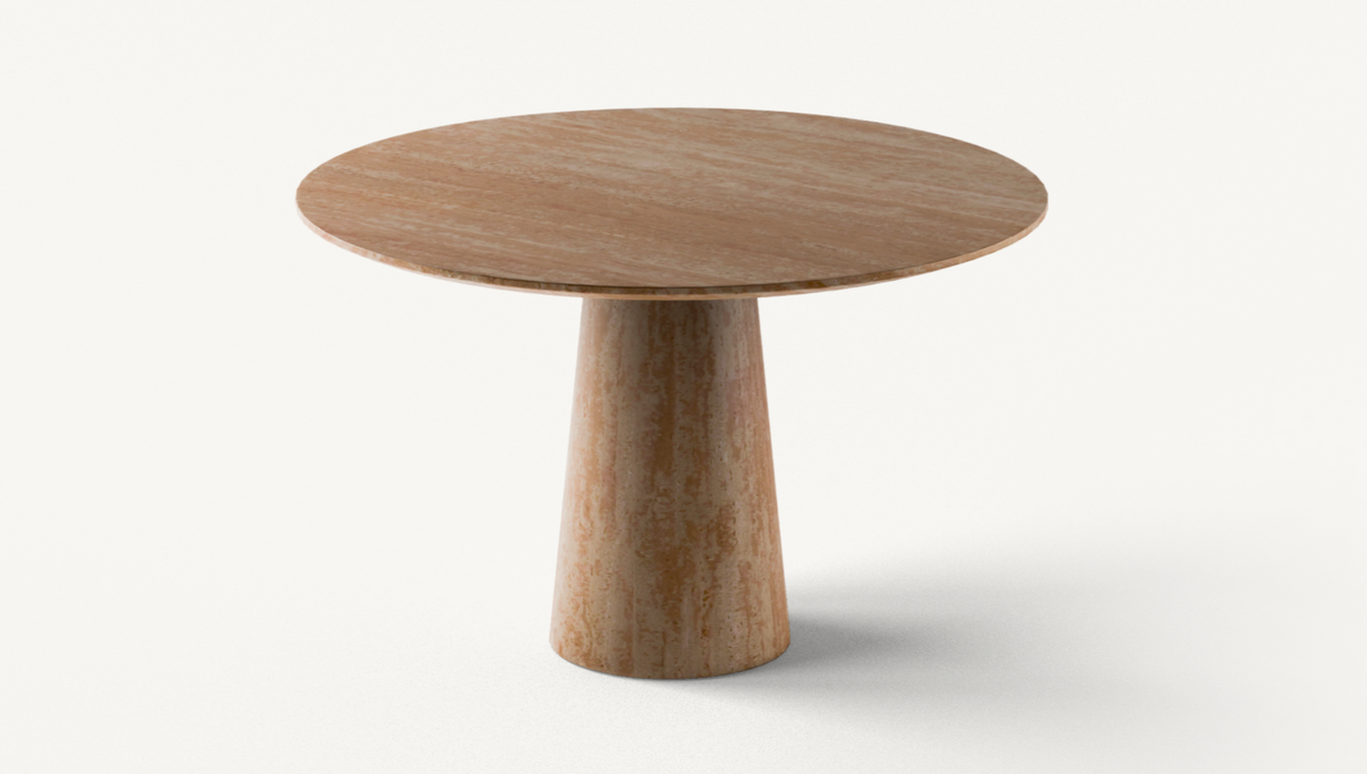 Amaro Noche Travertine Round Dining Table
