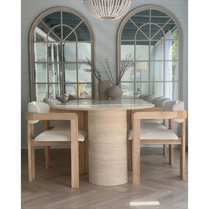 Angela Travertine Oval Dining Table