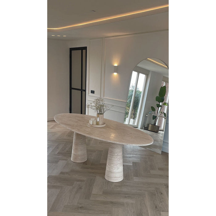 Dyara Travertine Oval Dining Table