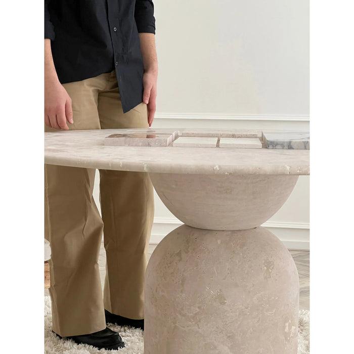 Tornado Travertine Round Dining Table