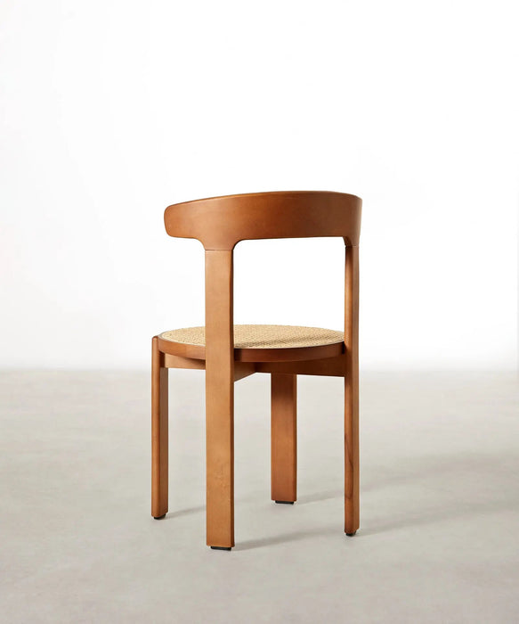 Chaise de salle à manger en bois et rotin Delia