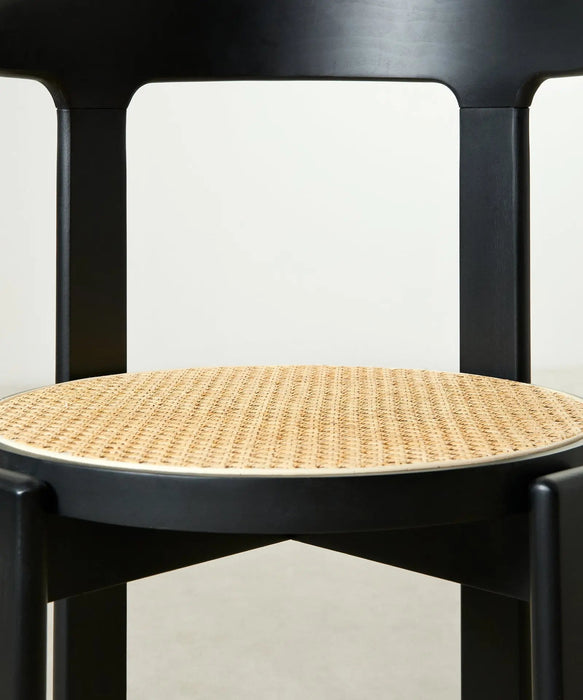 Chaise de salle à manger en bois et rotin Delia