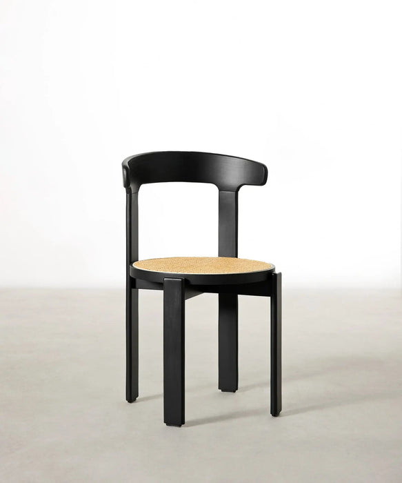 Chaise de salle à manger en bois et rotin Delia