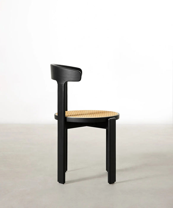 Chaise de salle à manger en bois et rotin Delia