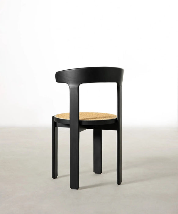 Chaise de salle à manger en bois et rotin Delia