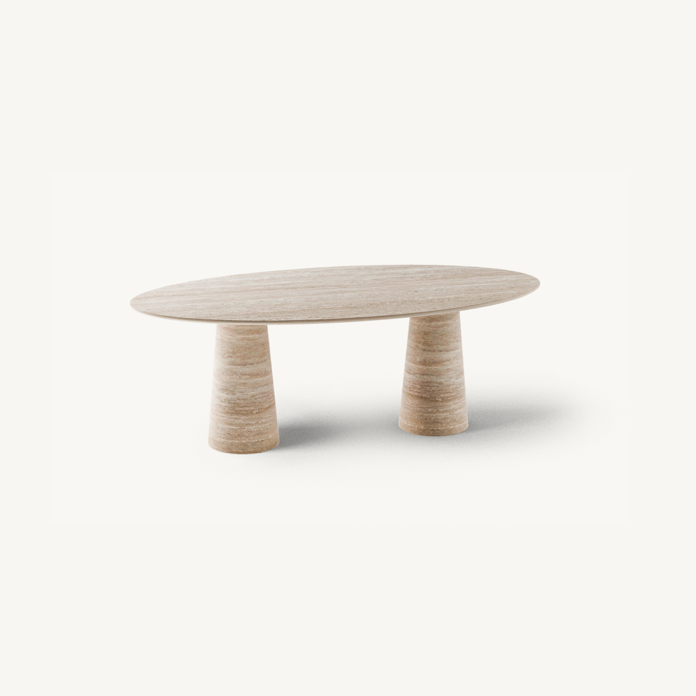 Dyara Travertine Oval Dining Table